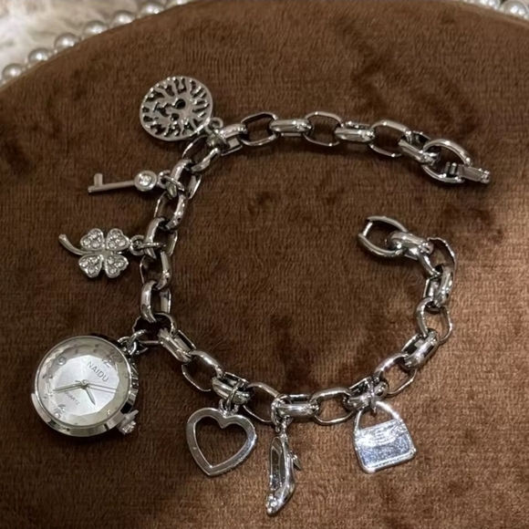 Silver Charm Bracelet Watch